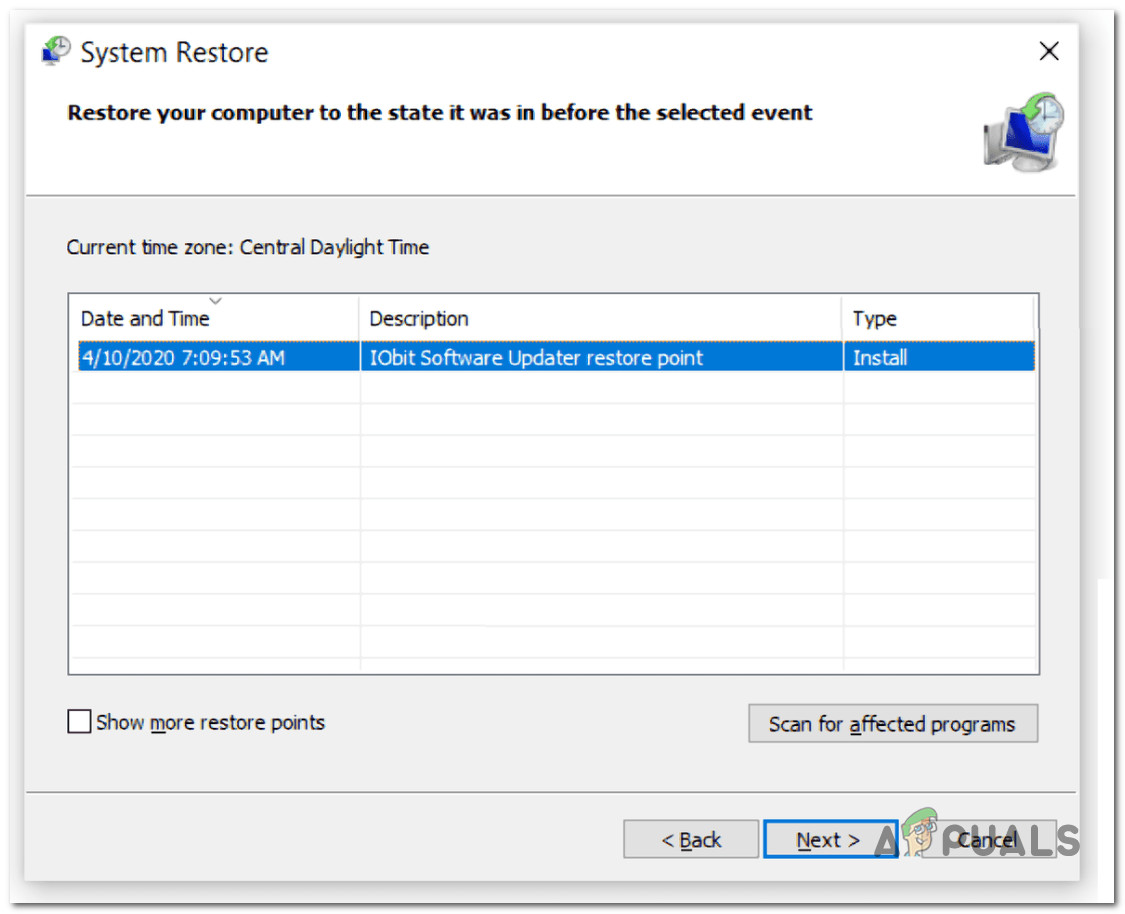 Deploy a system restore